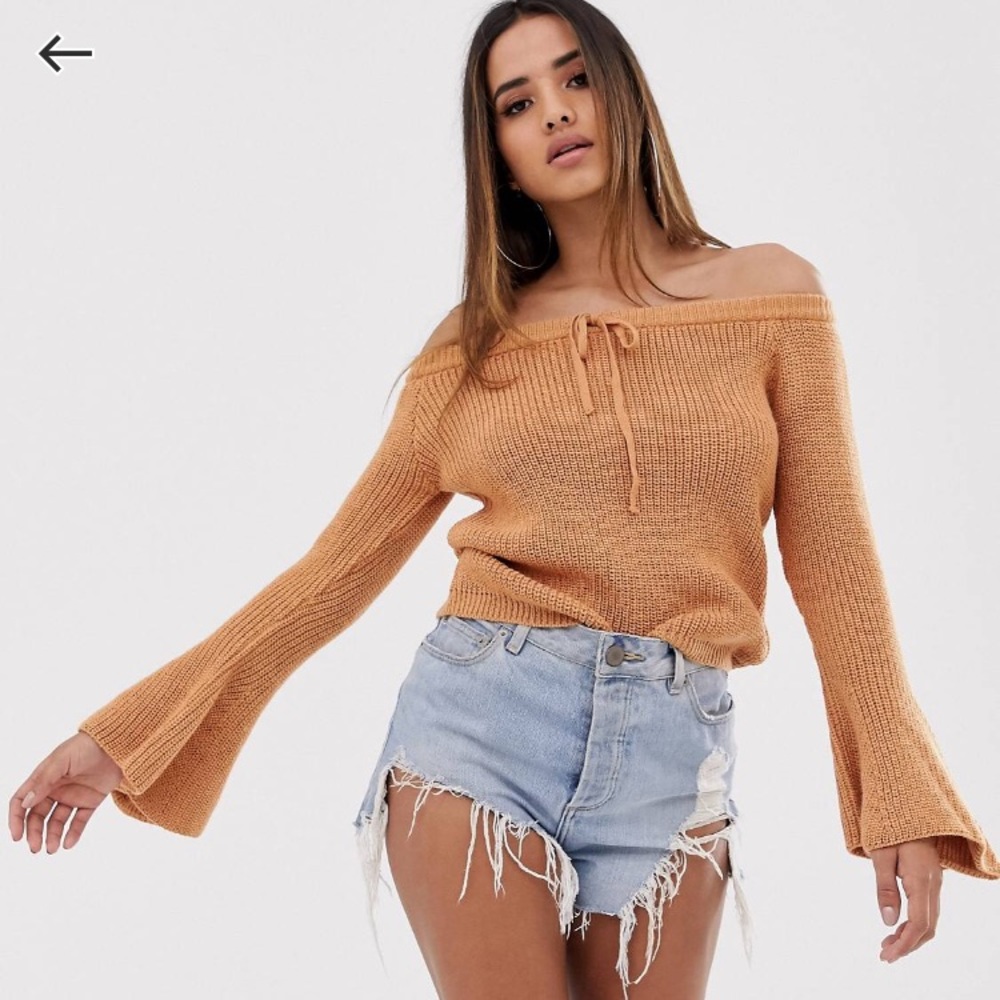 ASOS Orange off the shoulder sweater